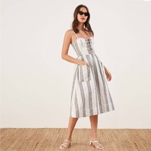NWT Reformation Ellen Linen Midi Dress